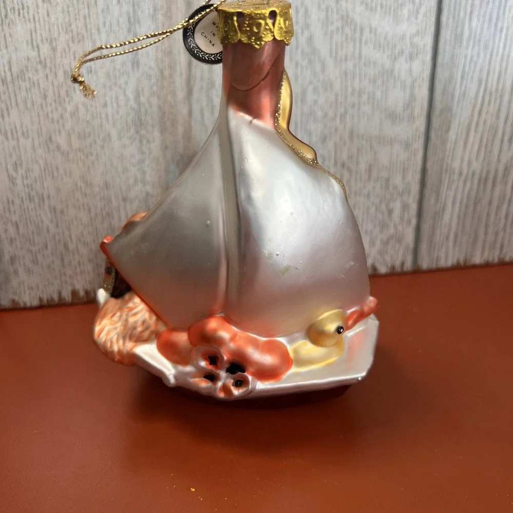 glass ornament Christmas Sailor bear Nursery, shower‎ pink boat sparkly!